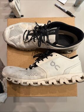 On Running Men’s Cloudswift Trainer in White with Black Accents